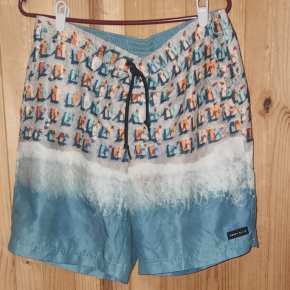 Perry Ellis Swim Trunks Lined with Pockets Men's Size Large